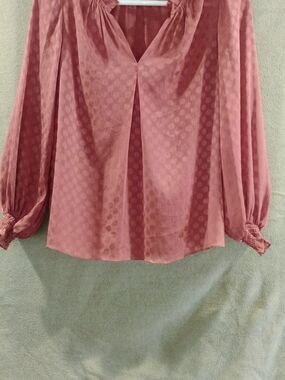 Max Studio Dusty Rose Blouson Sleeve V-Neck Top